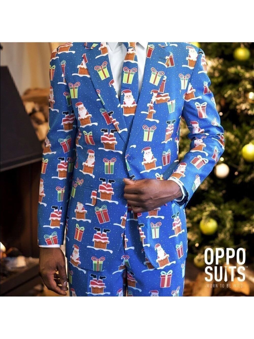 Opposuits Christmas Suit Jacket Pants Tie US 50 US 48